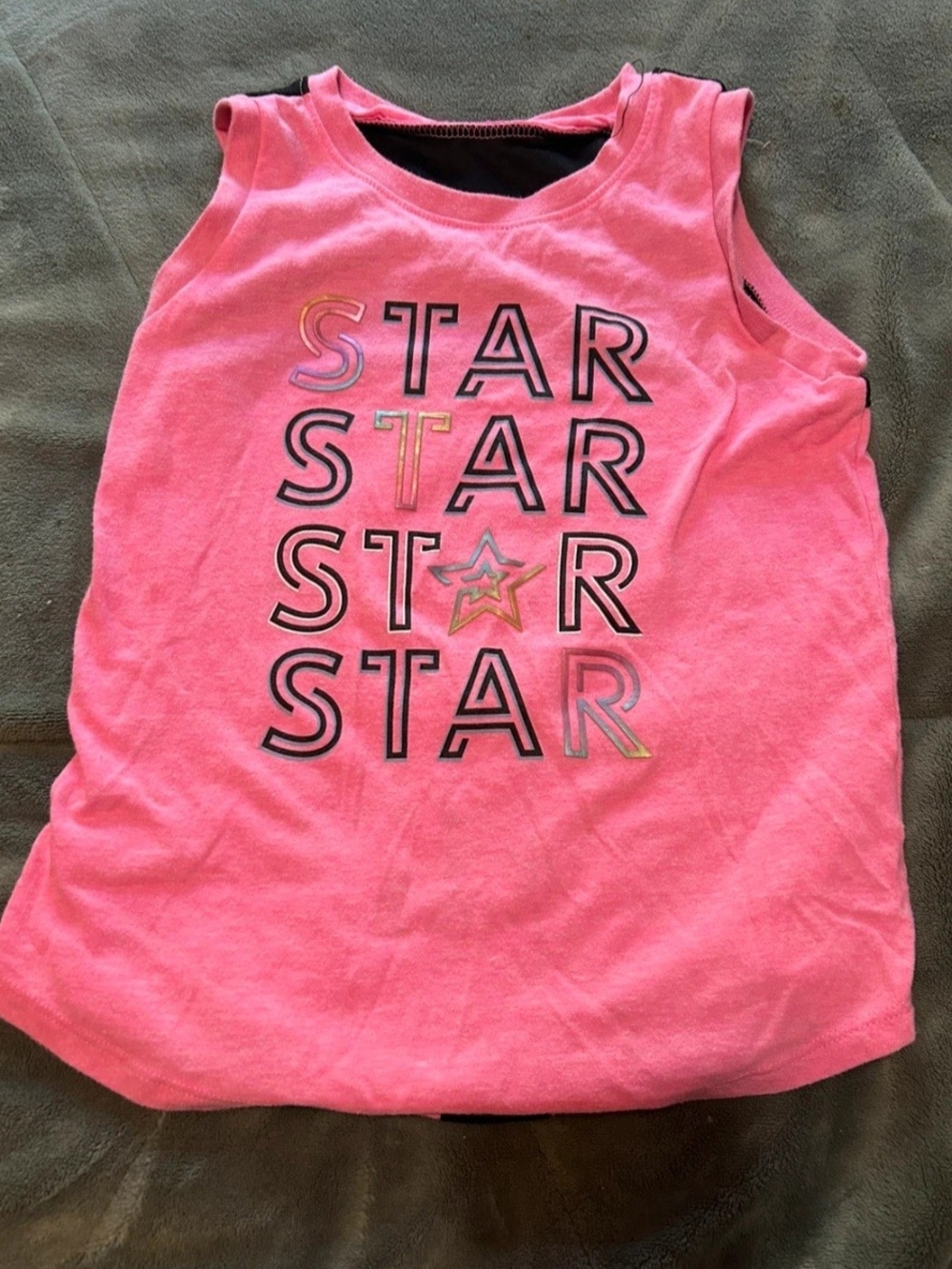 Athletic Works Pink Star Graphic Tank Top